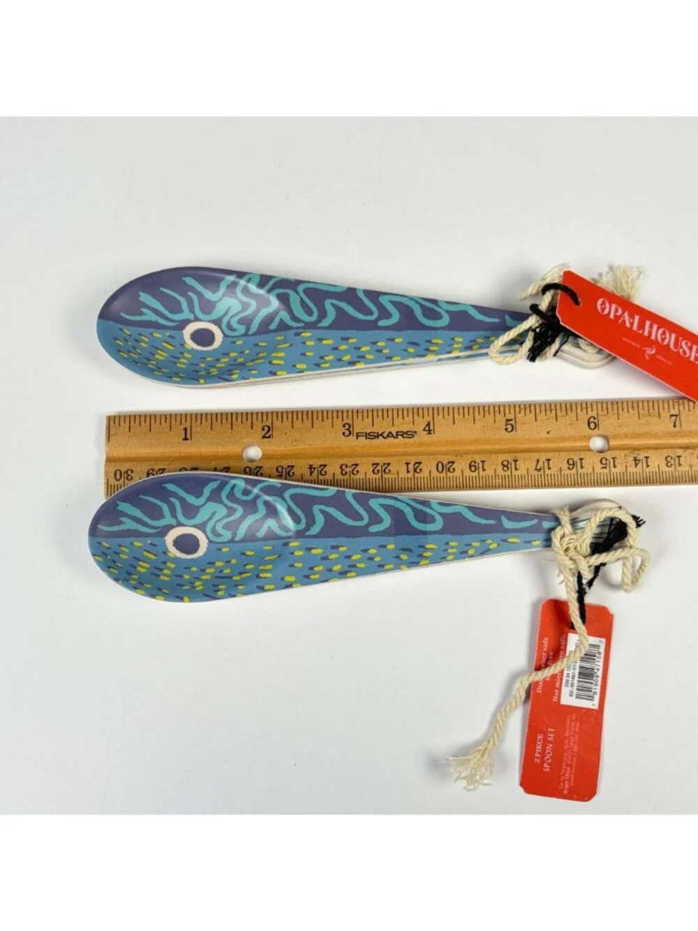 Opalhouse Melamine Fish Pattern Spoon Set 2 Sets 4 Spoons